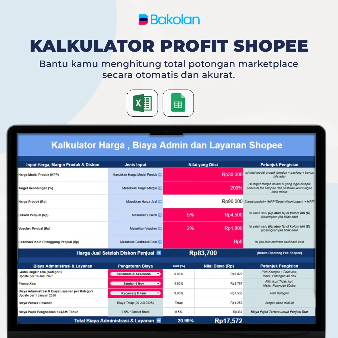 Kalkulator Profit Shopee