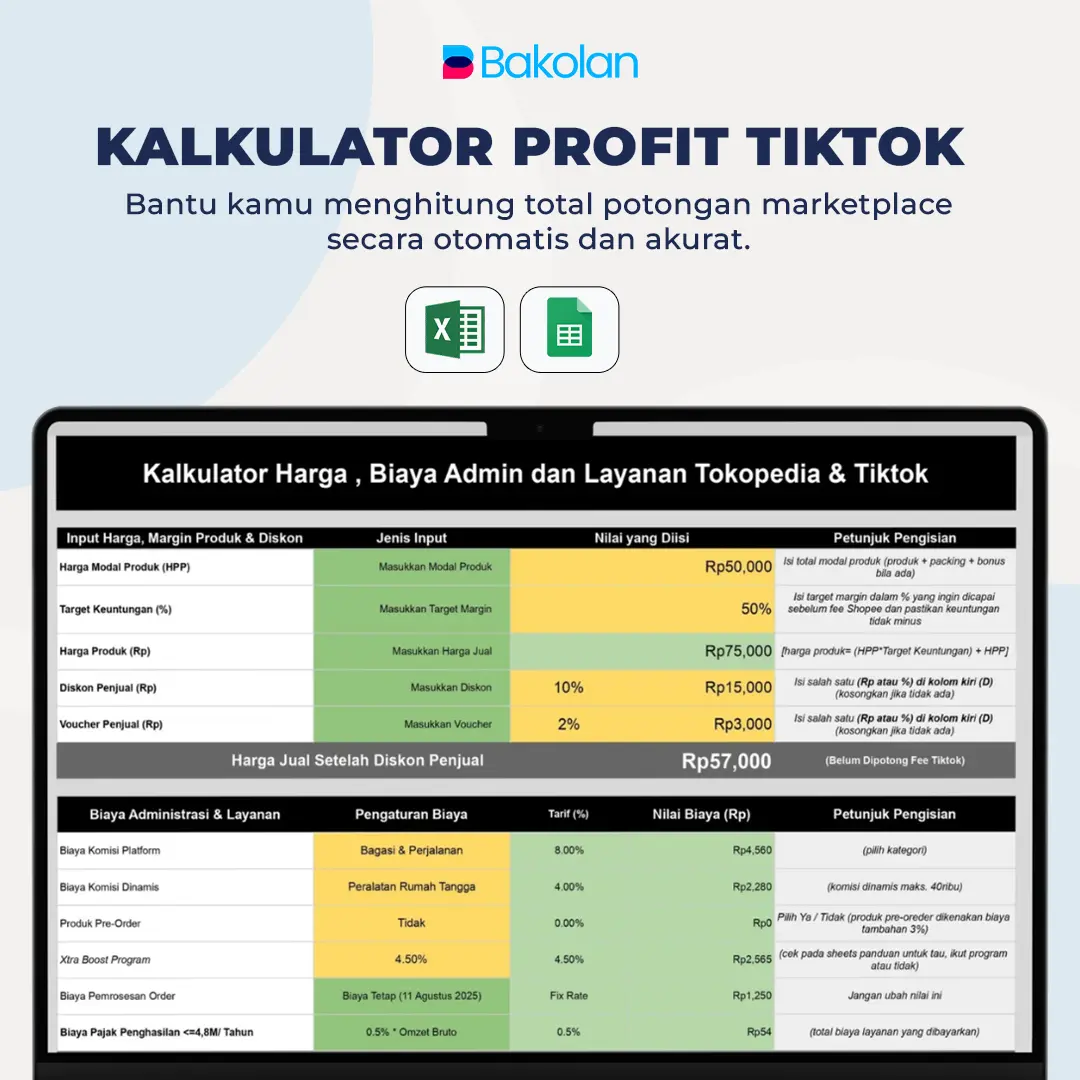 Kalkulator Profit Tiktok & Tokopedia